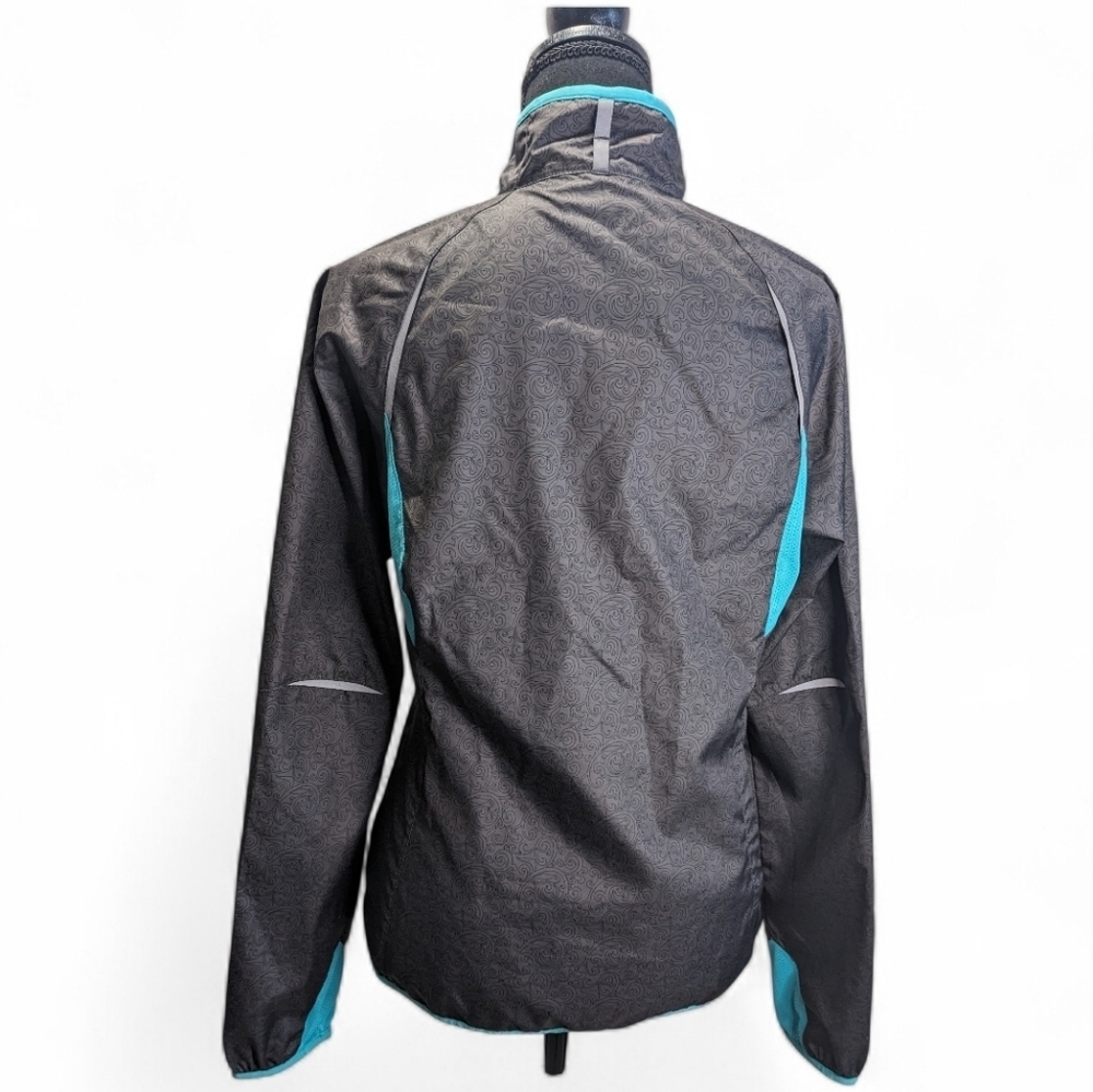 REI Women's Black Paisley Printed Lightweight Biking Jacket with Blue Accents XS - Picture 3 of 14